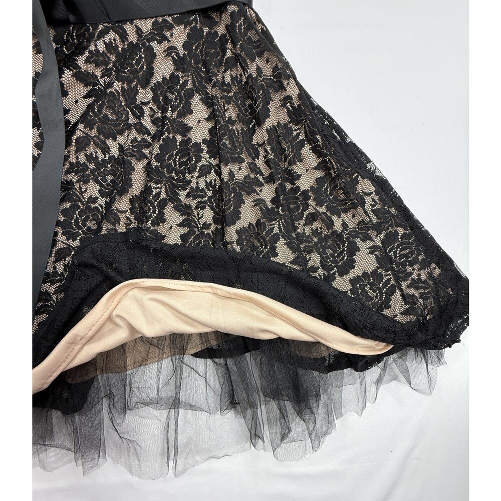 Betsy & Adam (B&A) Black Lace Fit and Flare Cocktail Dress sz 10 - Picture 6 of 13